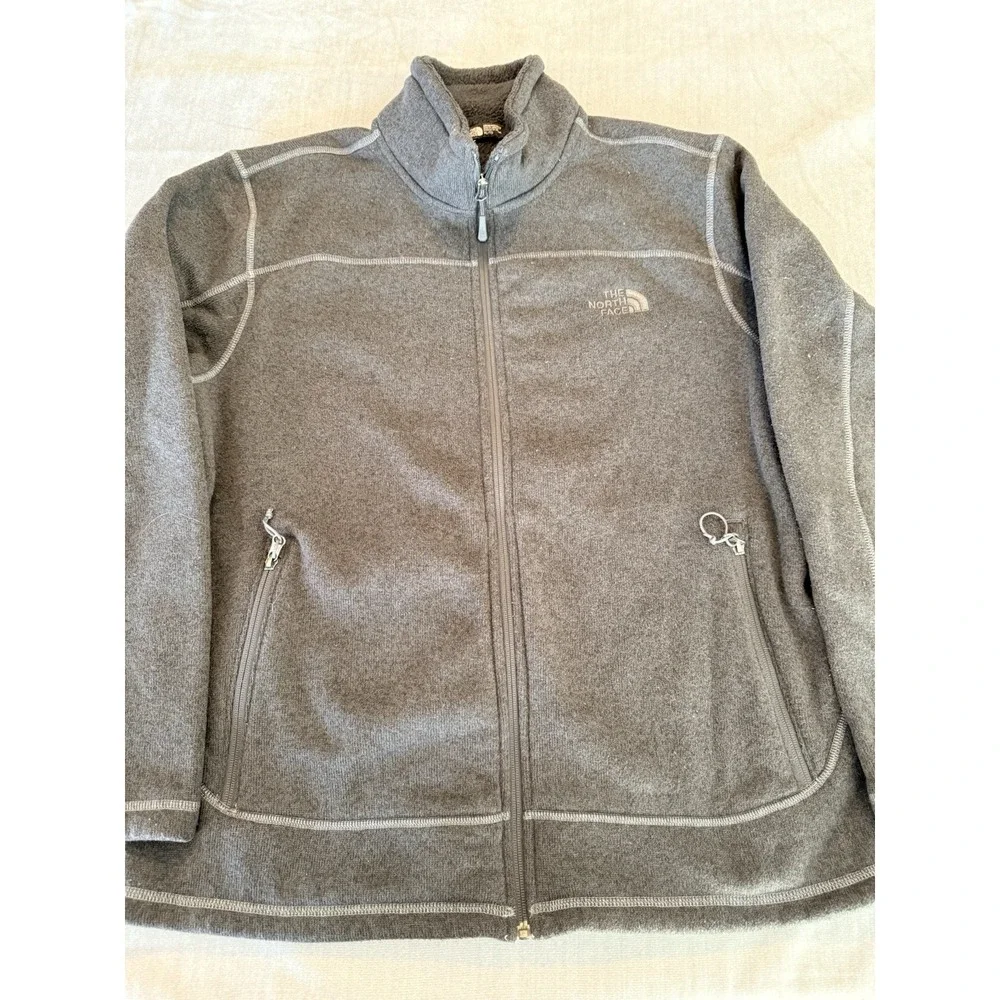 The North Face Mens XL Gray Full Zip Fleece Jacket Sweater Knit Outdoor